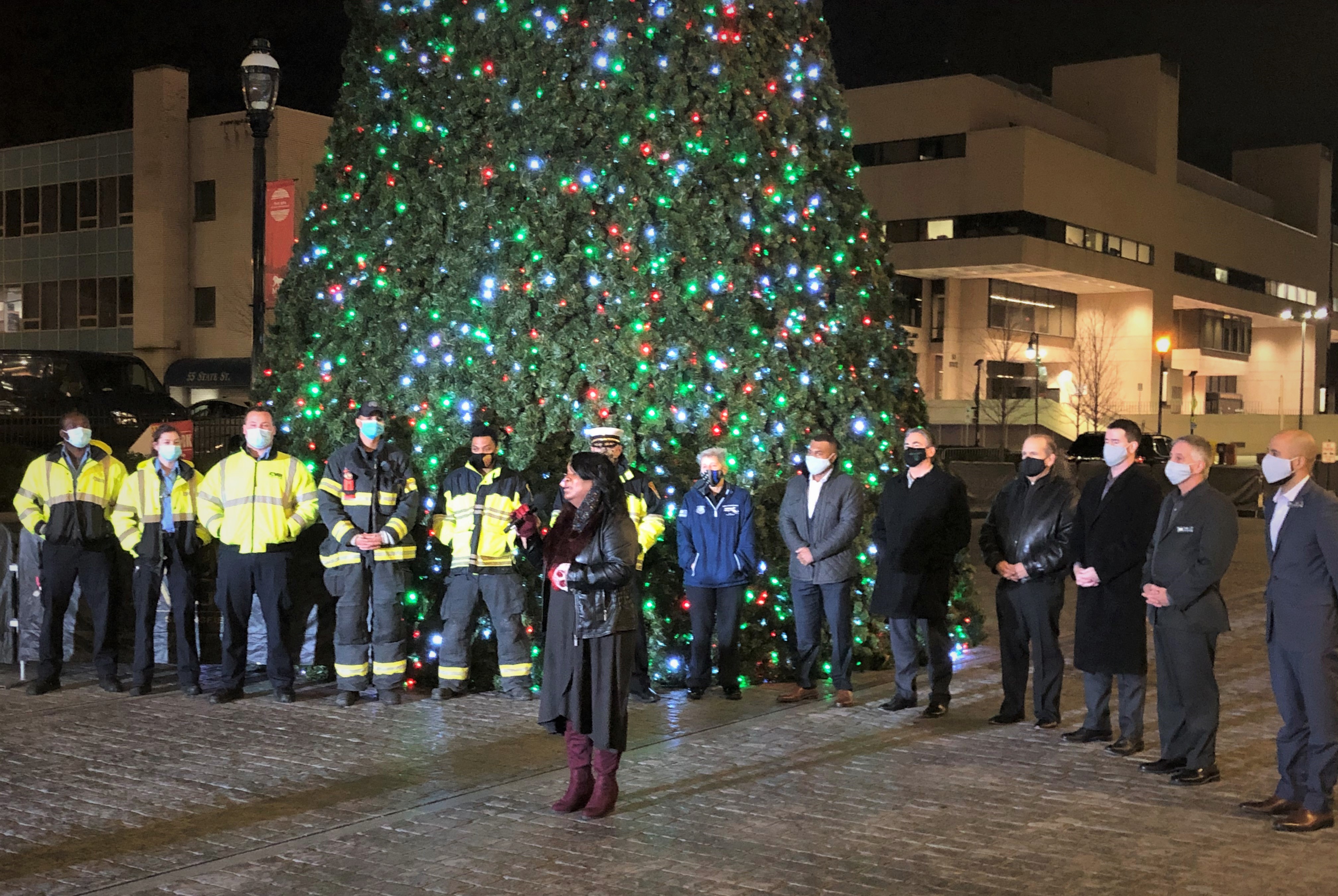 Mayor Sarno Joins MGM Springfield for Tree Lighting Celebration City