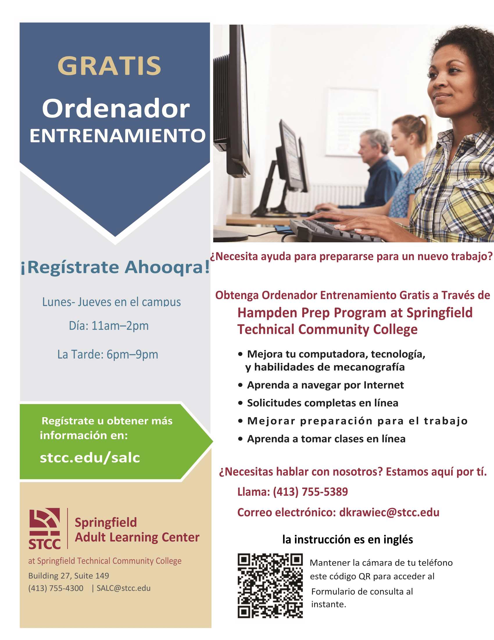Free Computer Training Course at STCC City of Springfield, MA