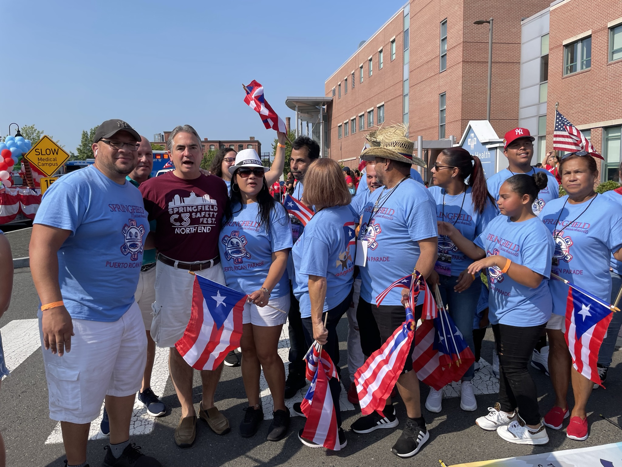 Mayor Sarno and City Officials March in Springfield Puerto Rican Parade