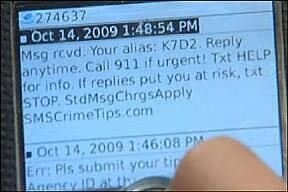 text-a-tip message on phone screen