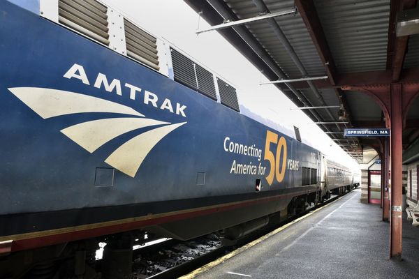 Amtrak train #475 leaves from Union Station in Springfield in March. A new federal grant will accelerate work on east-west passenger rail in Massachusetts. (File photo by Don Treeger / The Republican)